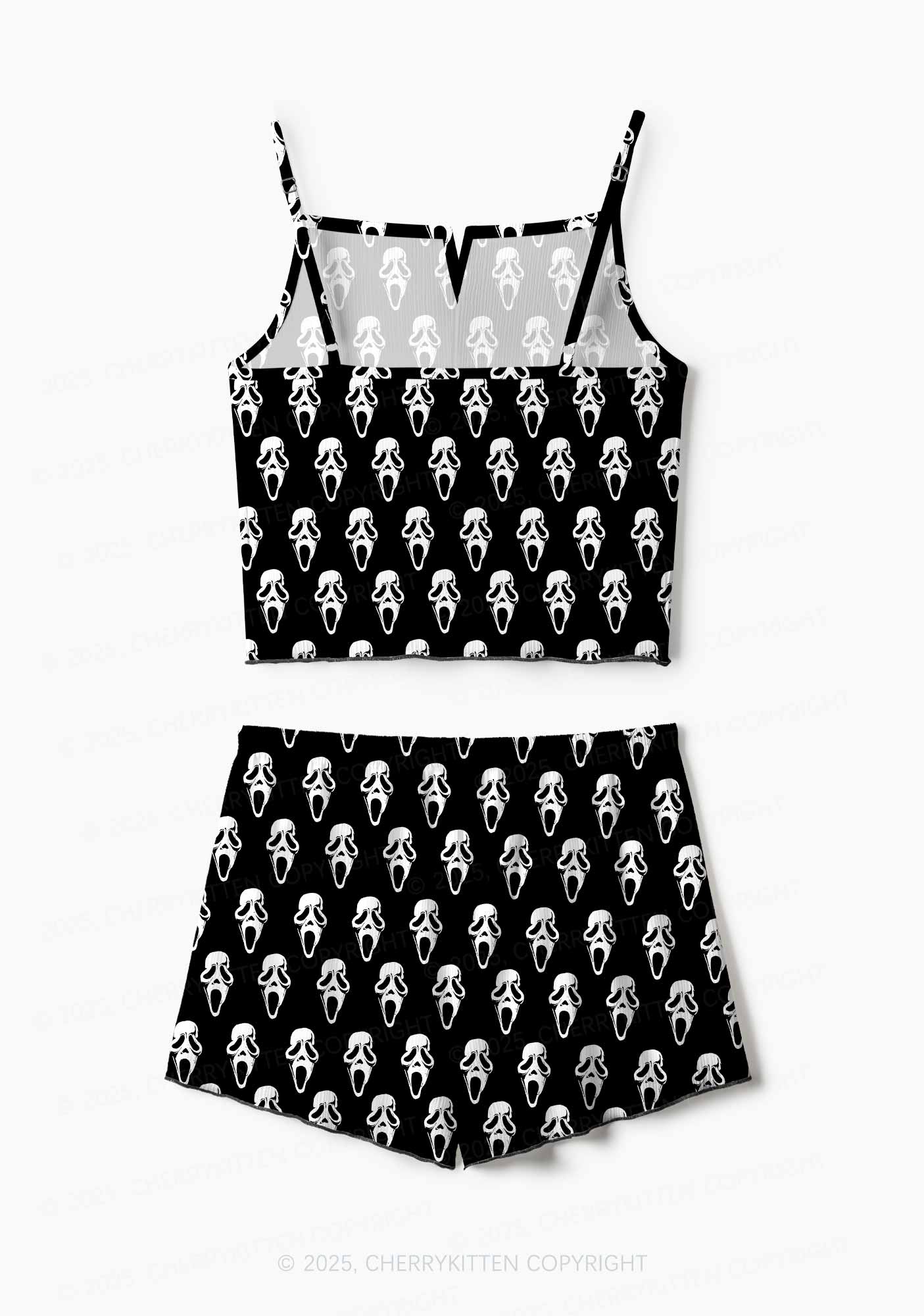 Halloween Spooky Ghost Y2K Print Cami Shorts Pajama Set Cherrykitten