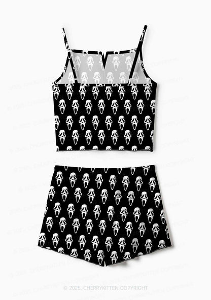 Halloween Spooky Ghost Y2K Print Cami Shorts Pajama Set Cherrykitten