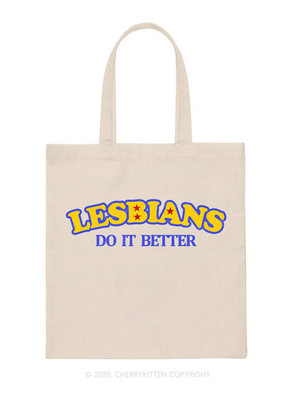 Lesbians Do It Better Pride Y2K Canvas Tote Bag Cherrykitten