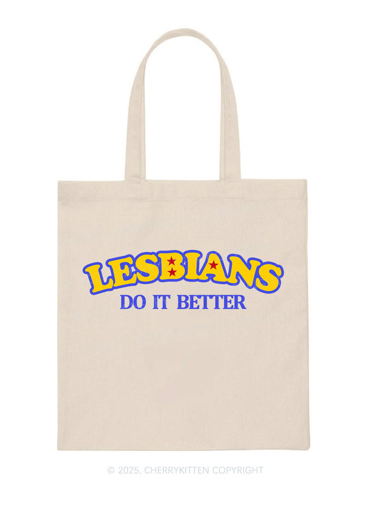Lesbians Do It Better Pride Y2K Canvas Tote Bag Cherrykitten