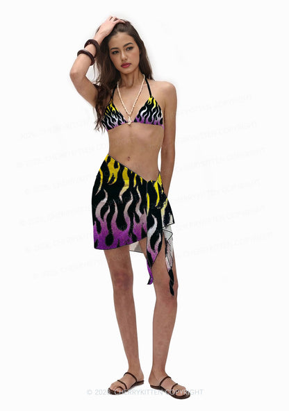 Nonbinary Flame Pride Y2K Print Bikini Set Cherrykitten