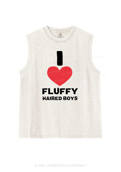 I Love Fluffy Haired Boys Y2K Washed Muscle Tank Cherrykitten