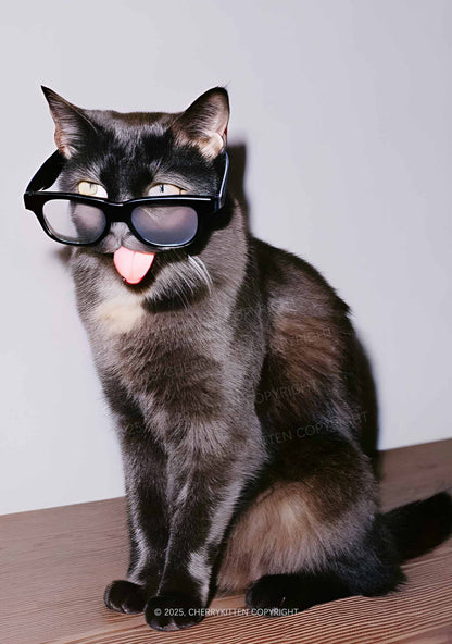 Glasses Cat Y2K Print Midi Skirt Cherrykitten