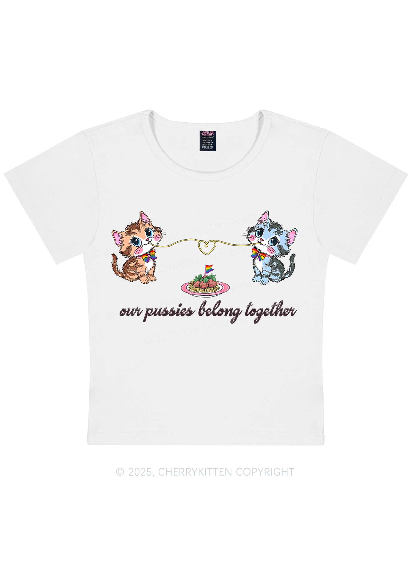 Our Puxxies Belong Together Pride Y2K Baby Tee Cherrykitten