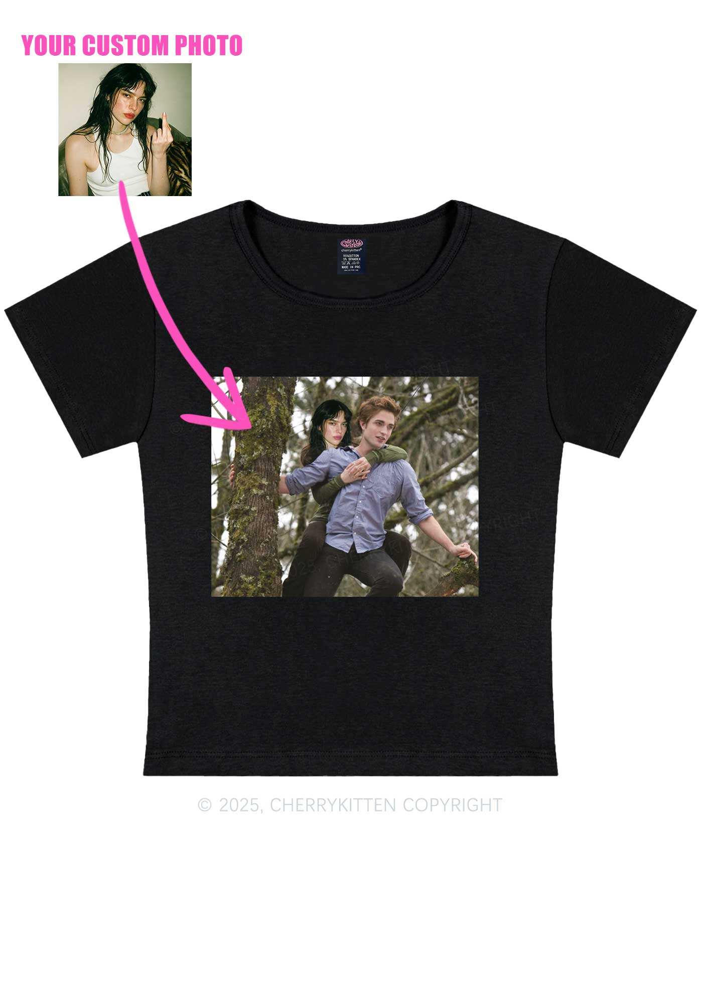 Custom Face Y2K Baby Tee Cherrykitten