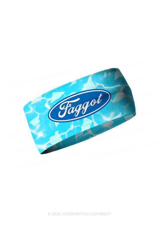 Blue Faggot Pride Y2K Print Headband Cherrykitten