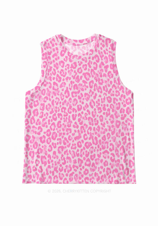 Pink Leopard Y2K Mesh Muscle Tank Cherrykitten