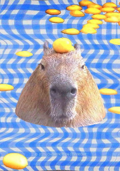 Capybara Lemon Hat Y2K Print Cami Crop Top Cherrykitten
