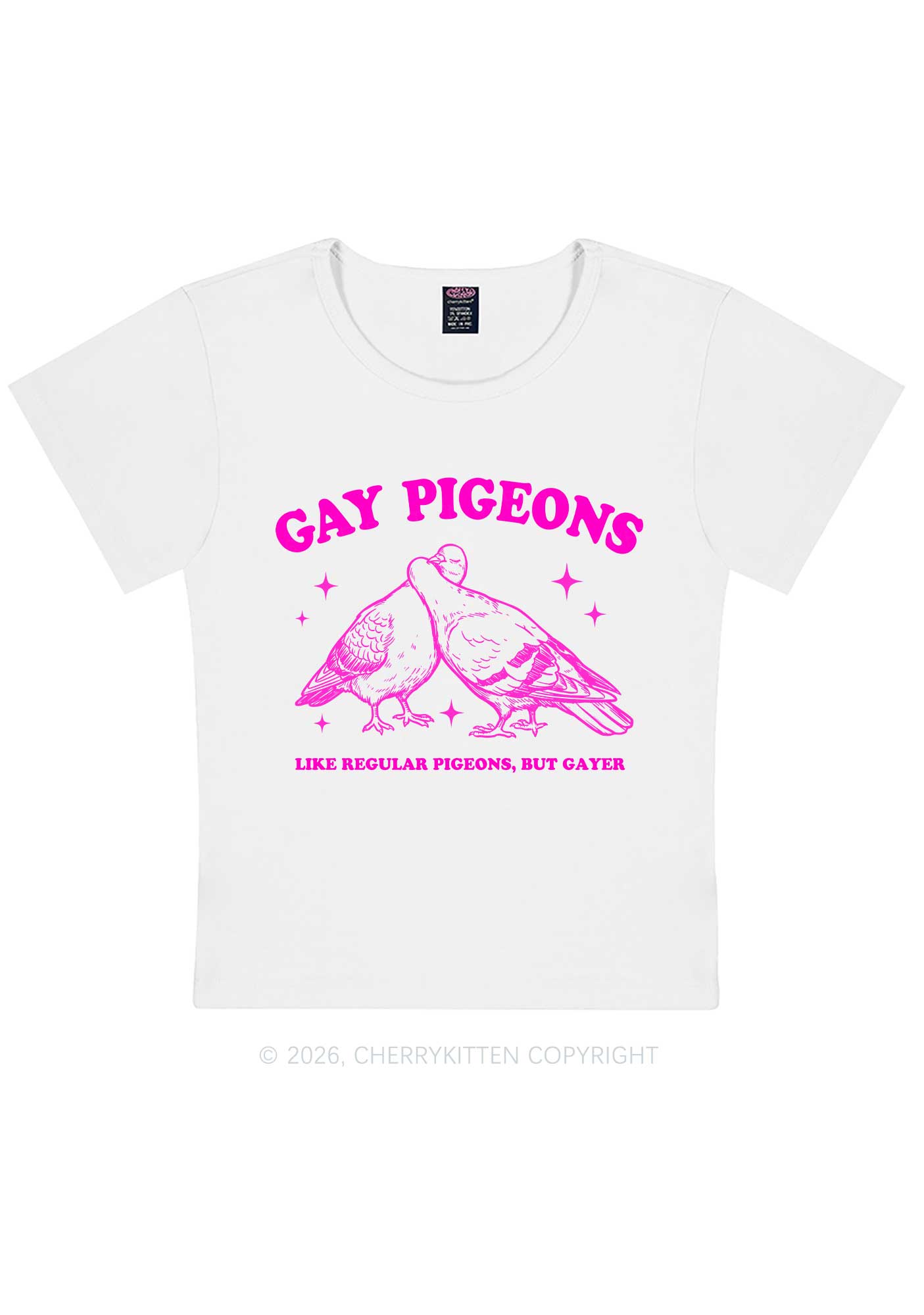 Gay Pigeons Kissing Pride Y2K Baby Tee Cherrykitten