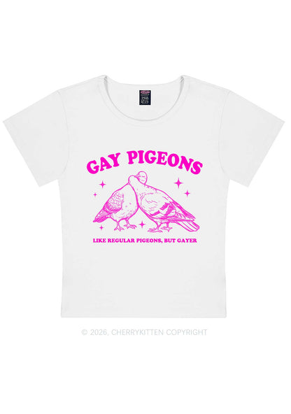 Gay Pigeons Kissing Pride Y2K Baby Tee Cherrykitten