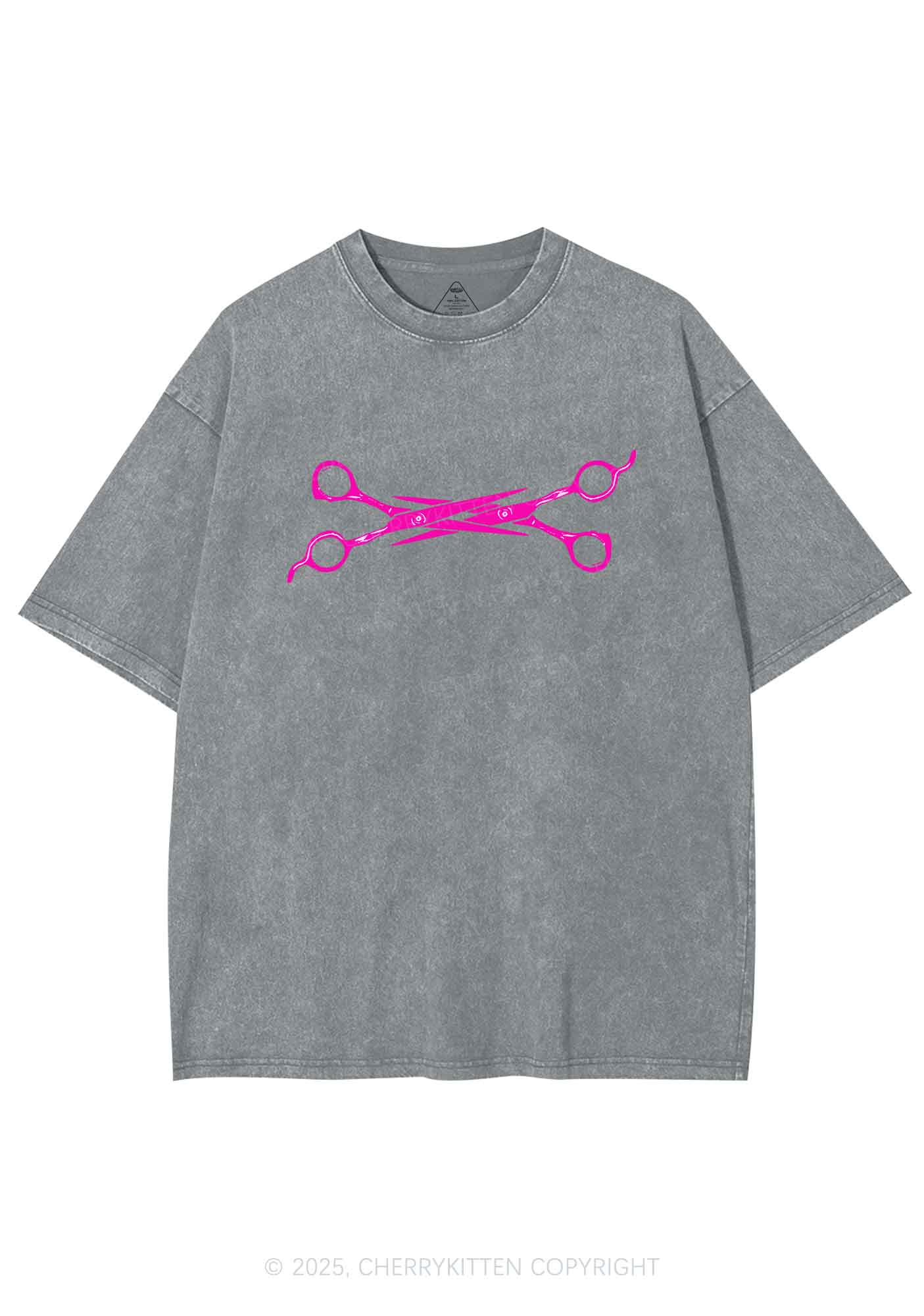 Pink Scissor Y2K Shirts Washed Tee Cherrykitten