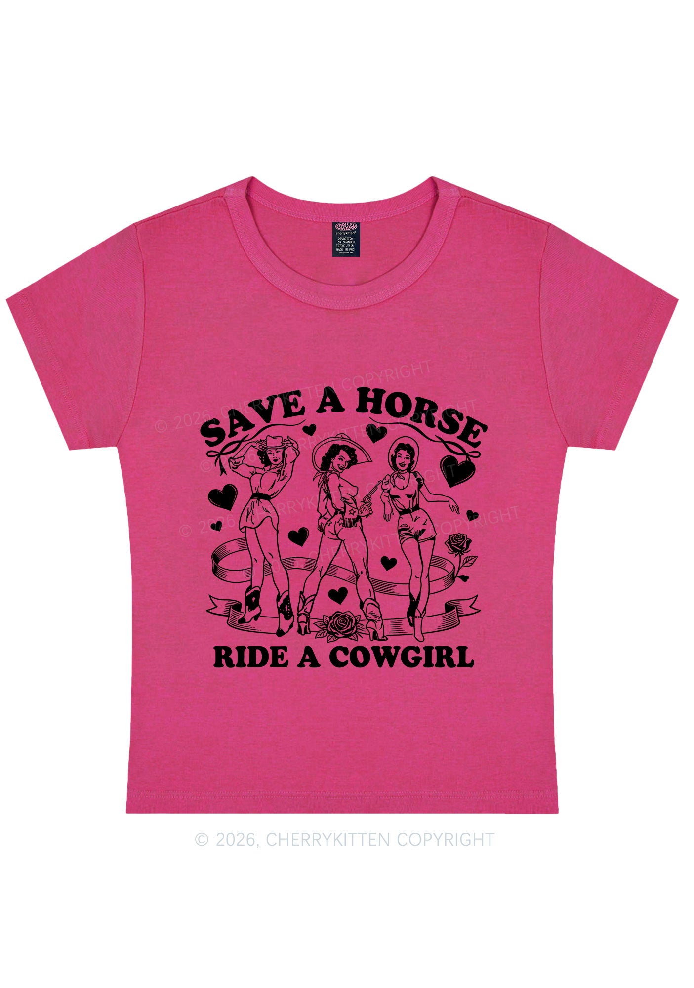 Ride A Cowgirl Valentine's Day Y2K Baby Tee Cherrykitten