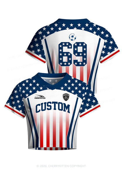 Custom American Flag Y2K Crop Football Jersey Shirts Cherrykitten