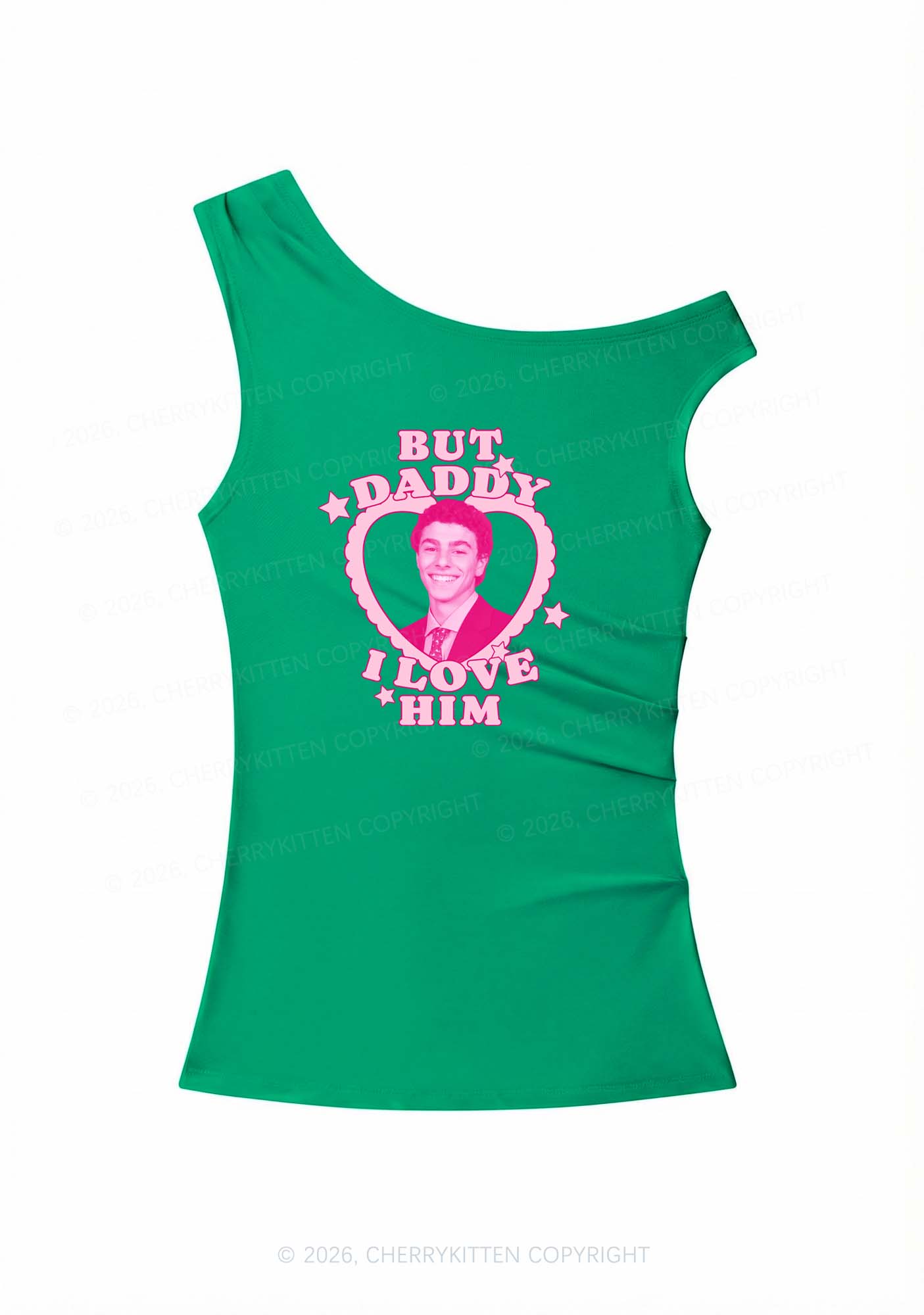Daddy I Love Him Luigi Y2K Off Shoulder Tank Top Cherrykitten