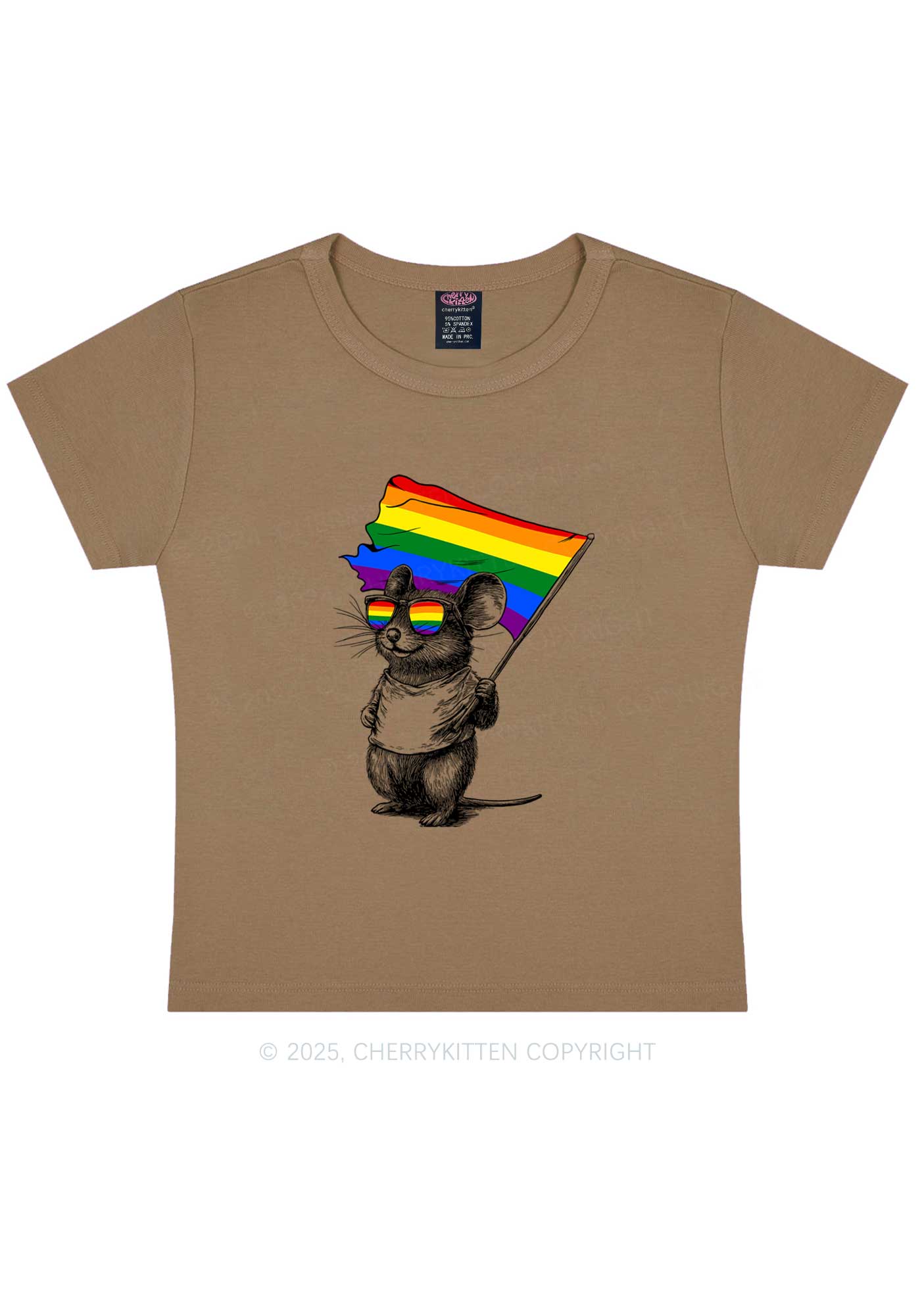 Rainbow Flag Rat Y2K Baby Tee Cherrykitten