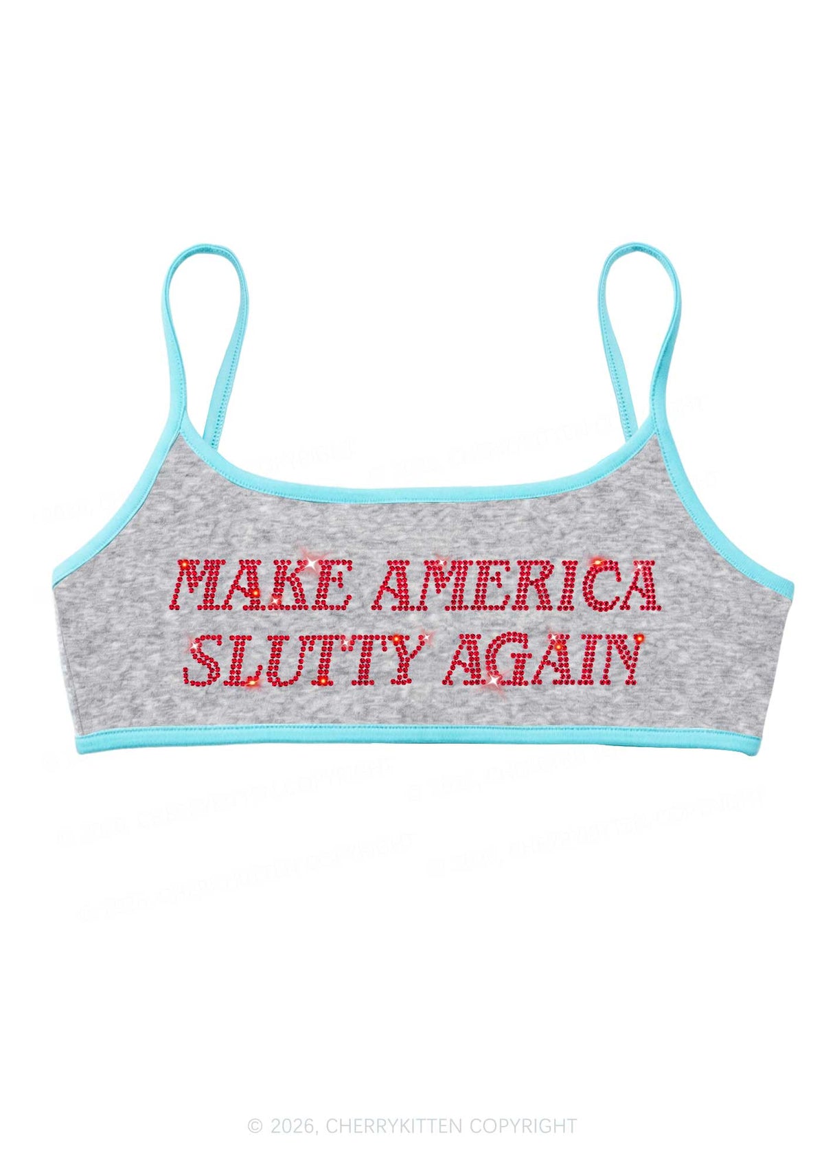 Rhinestone Make America Slxtty Y2K Super Crop Cami Cherrykitten