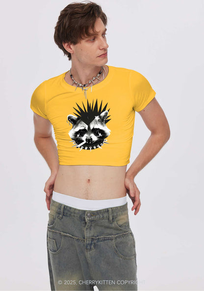 Punk Raccoon Y2K Baby Tee Cherrykitten