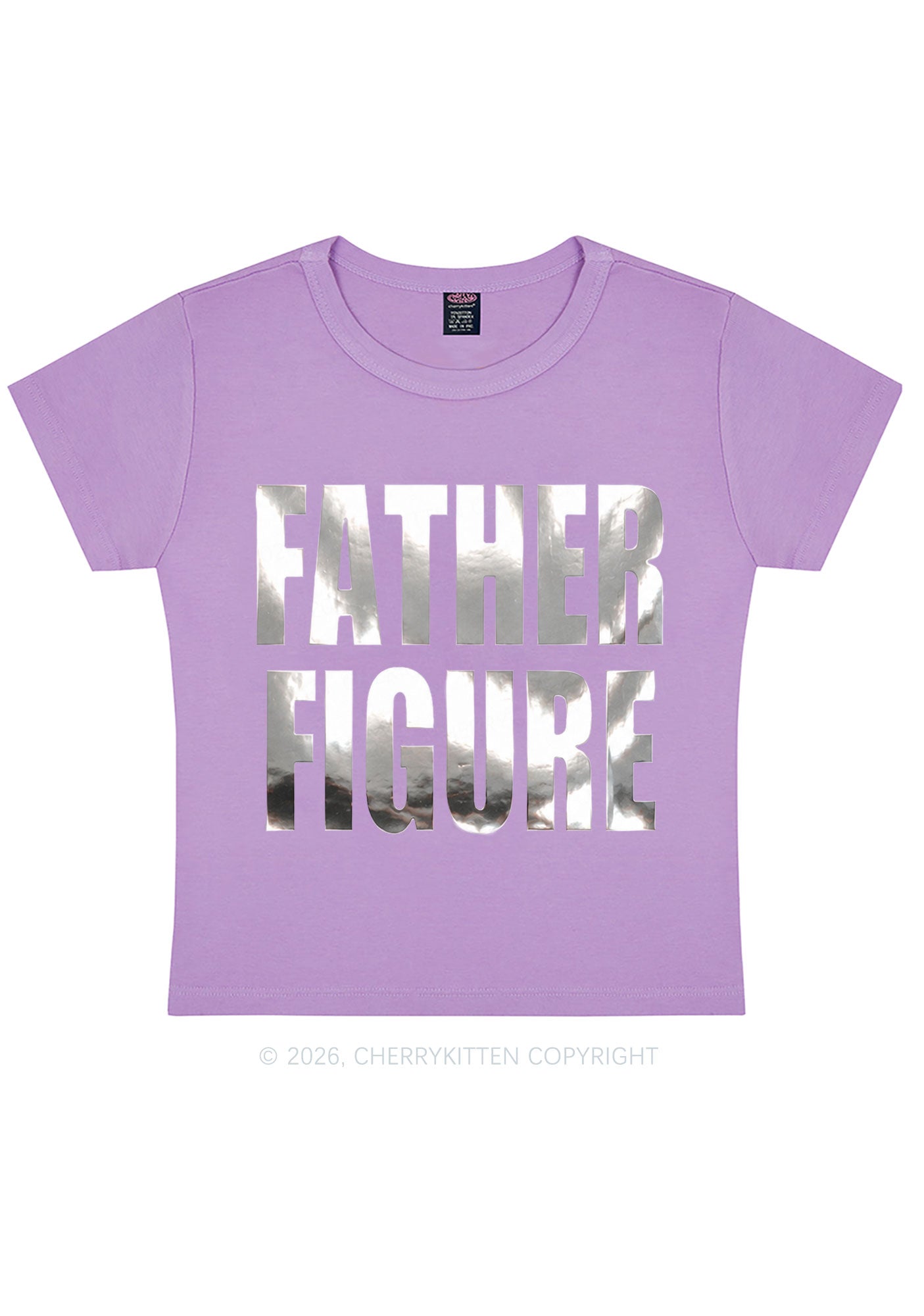 Father Figure Silver Foil Printed Y2K Baby Tee Cherrykitten