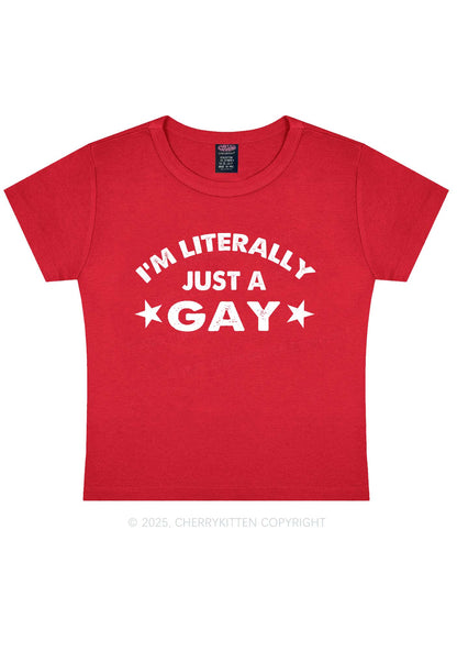 Literally Just A Gay Pride Y2K Baby Tee Cherrykitten