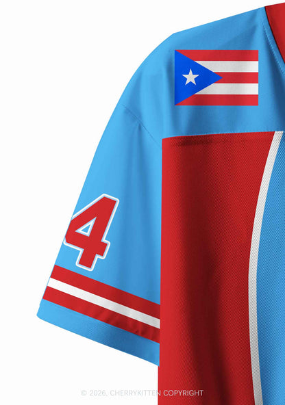 Light Blue Football Bunny Y2K Crop Sport Jersey Shirts Cherrykitten