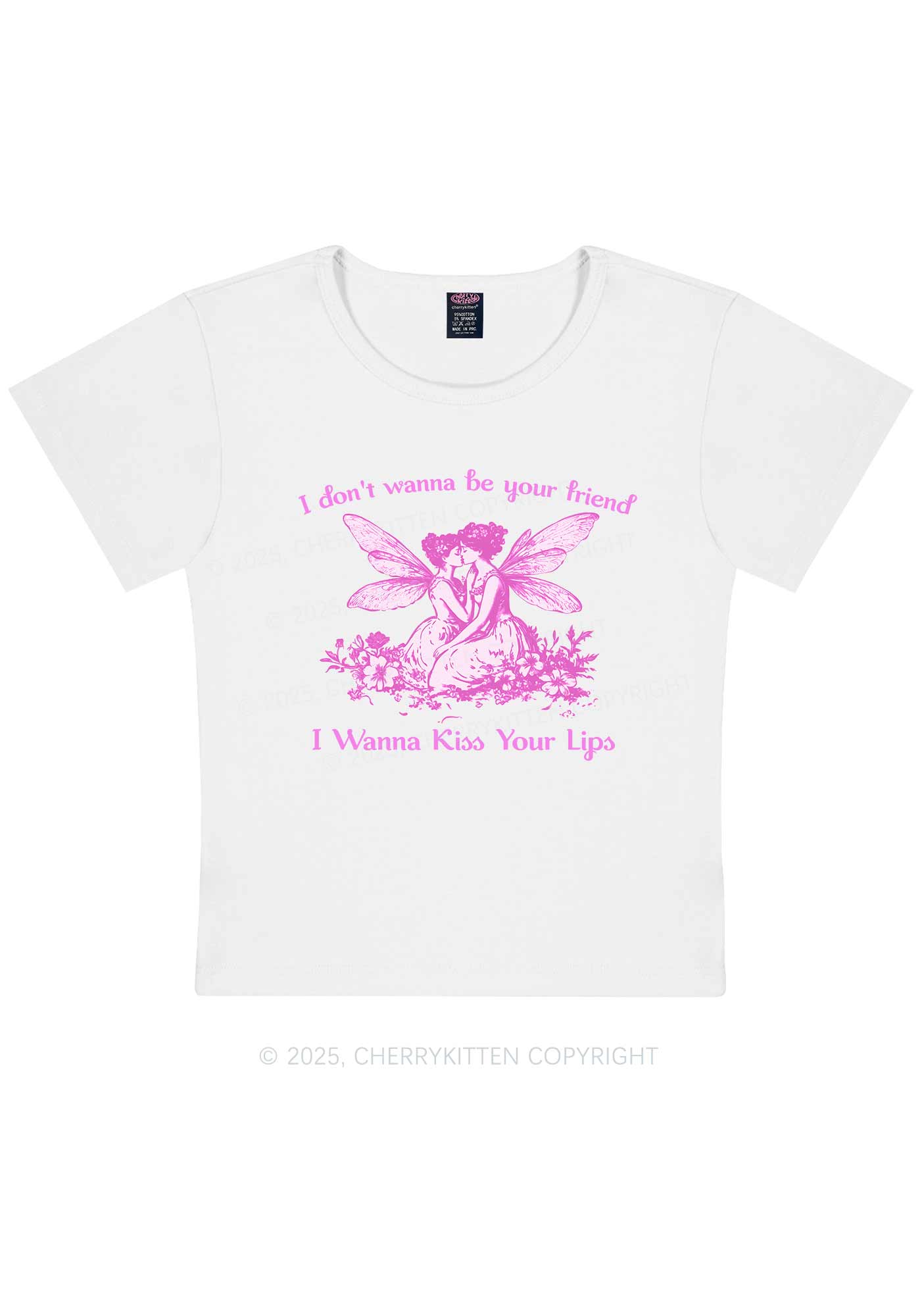 I Wanna Kiss Your Lips Pride Y2K Baby Tee Cherrykitten