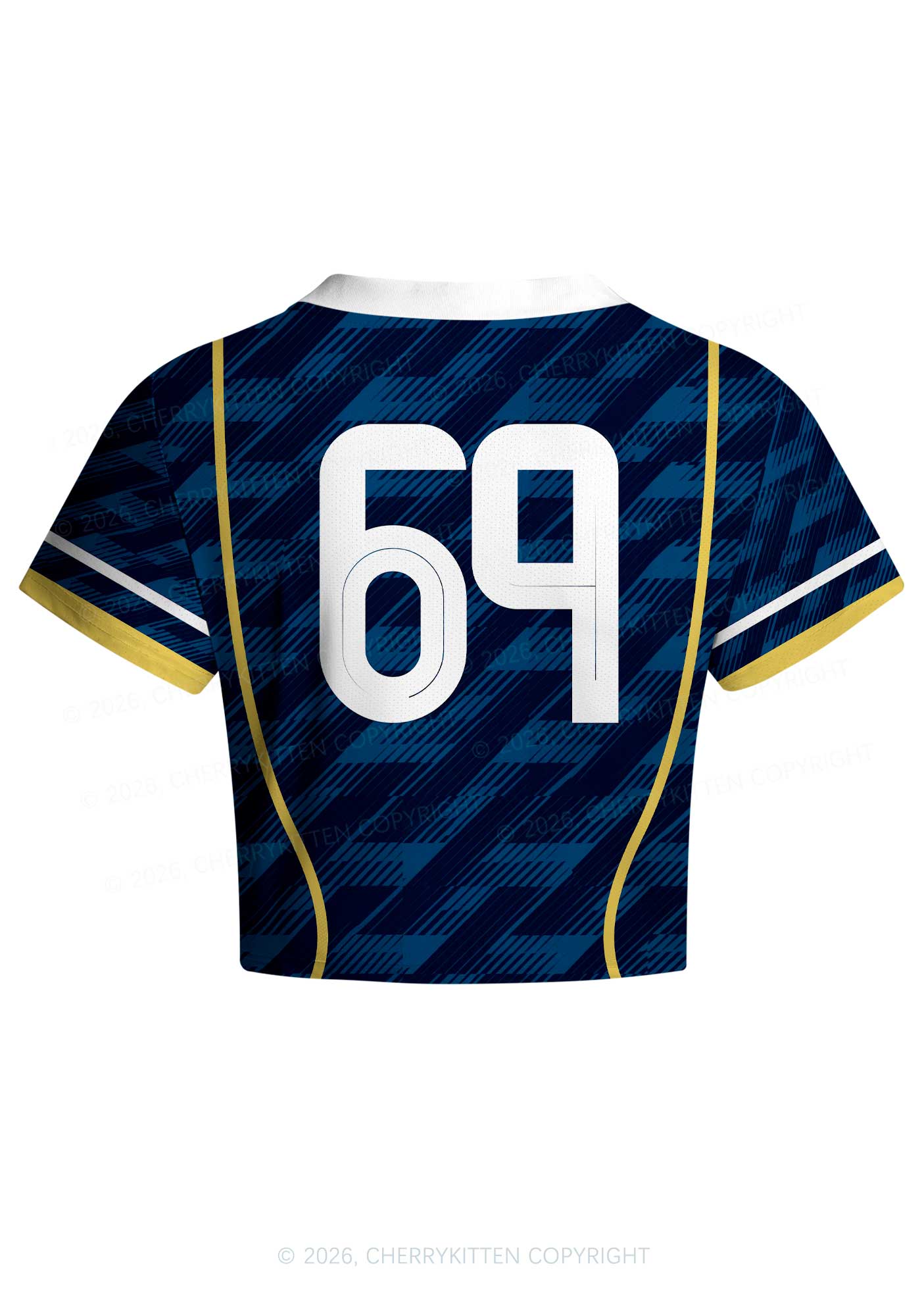 Custom Navy Blue Yellow Stripes Y2K Crop Football Jersey Shirts Cherrykitten