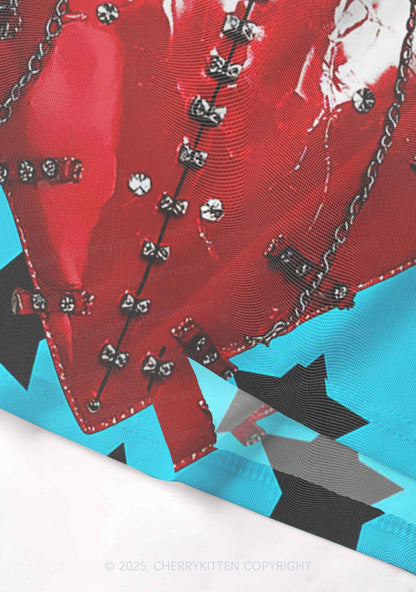 Punk Red Heart Y2K Mesh Cami Tank Cherrykitten