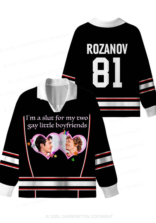 Black Slxt For My Gay BF HR Y2K Long Sleeve Sport Jersey Shirts Cherrykitten
