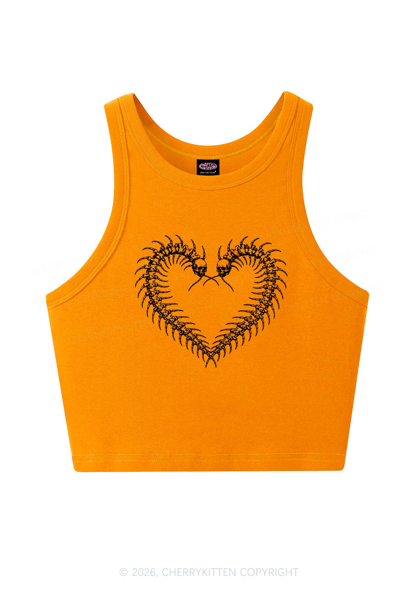 Halloween Centipede Heart Shape Y2K Crop Tank Top Cherrykitten