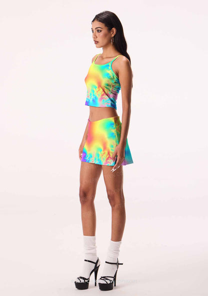 Rainbow Thermal Pride Y2K Print Cami Crop Top Cherrykitten