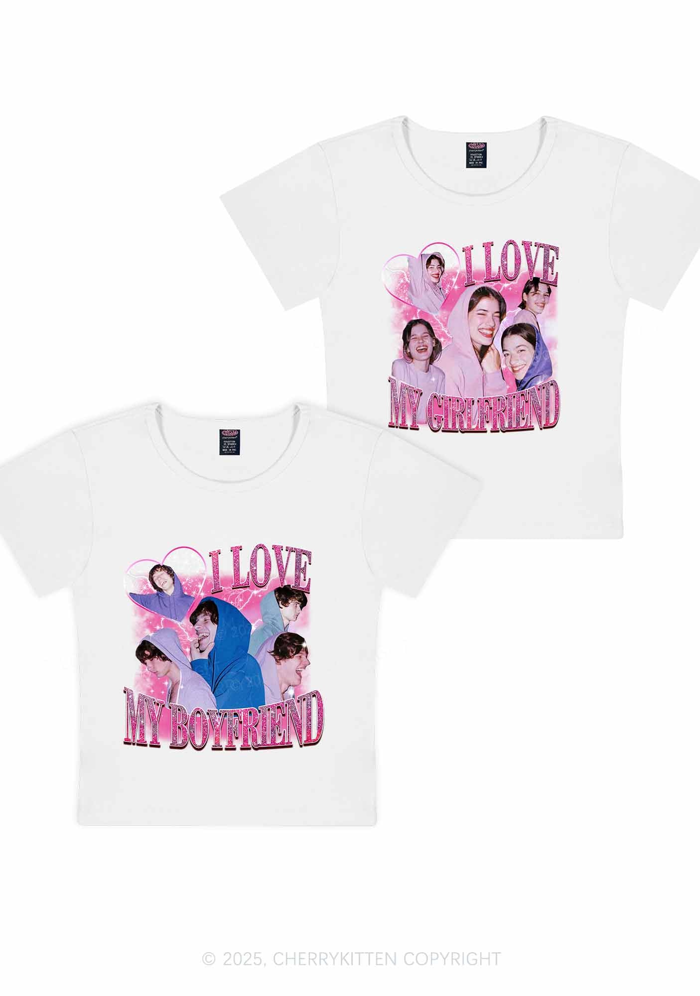 Custom Photos I Love GF BF Y2K Valentine's Day Baby Tee Cherrykitten