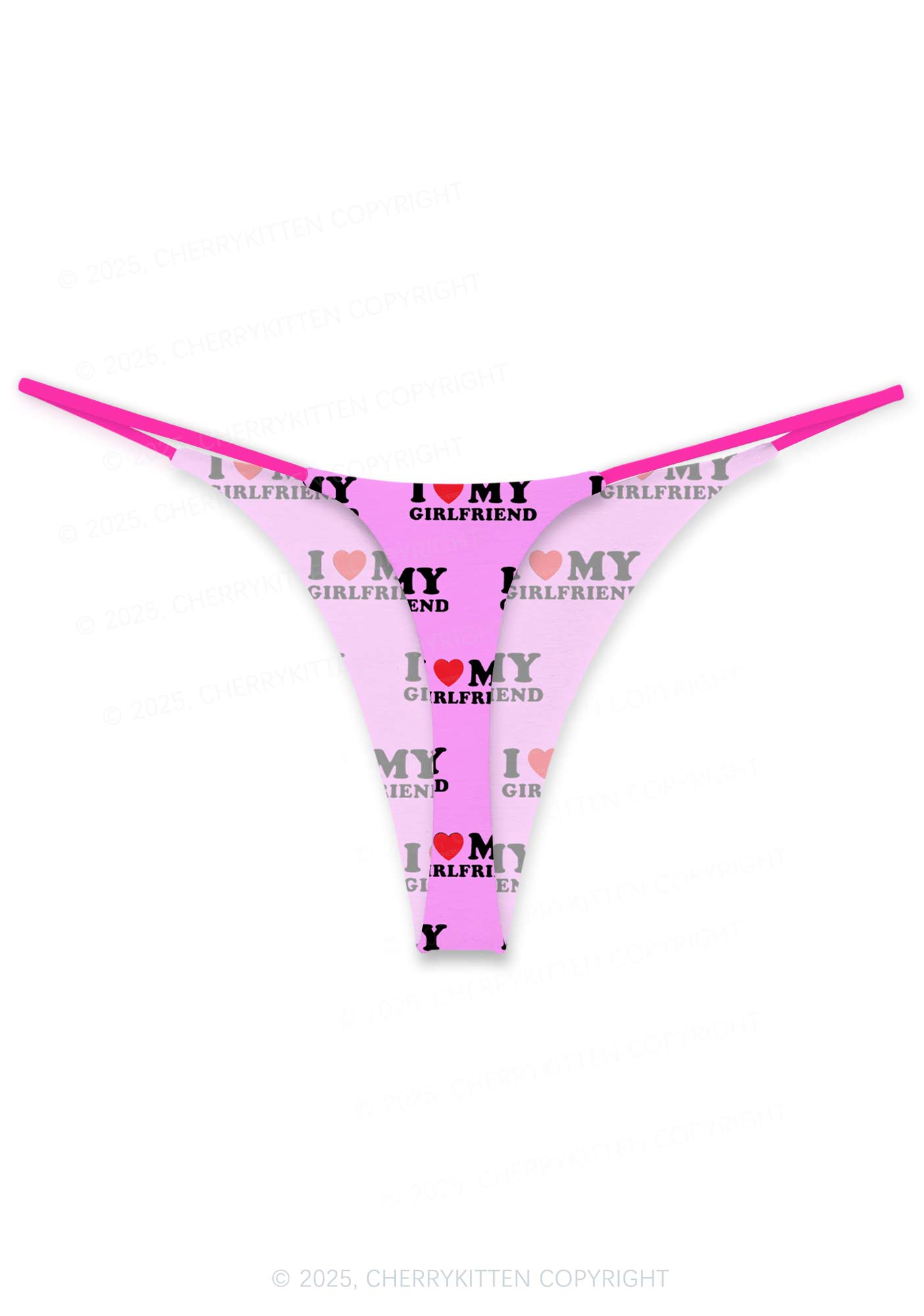 I Love My Girlfriend Valentine's Day Y2K Print Couples Thong Set Cherrykitten