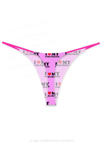 I Love My Girlfriend Valentine's Day Y2K Print Couples Thong Set Cherrykitten