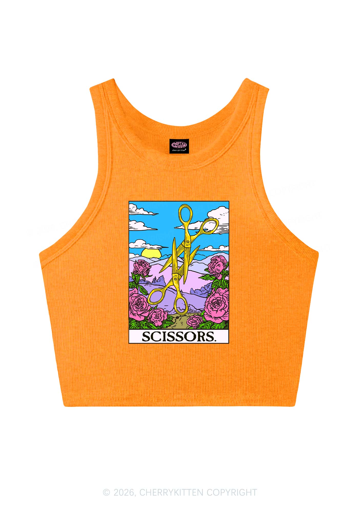 Yellow Scissors Pride Y2K Crop Tank Top Cherrykitten