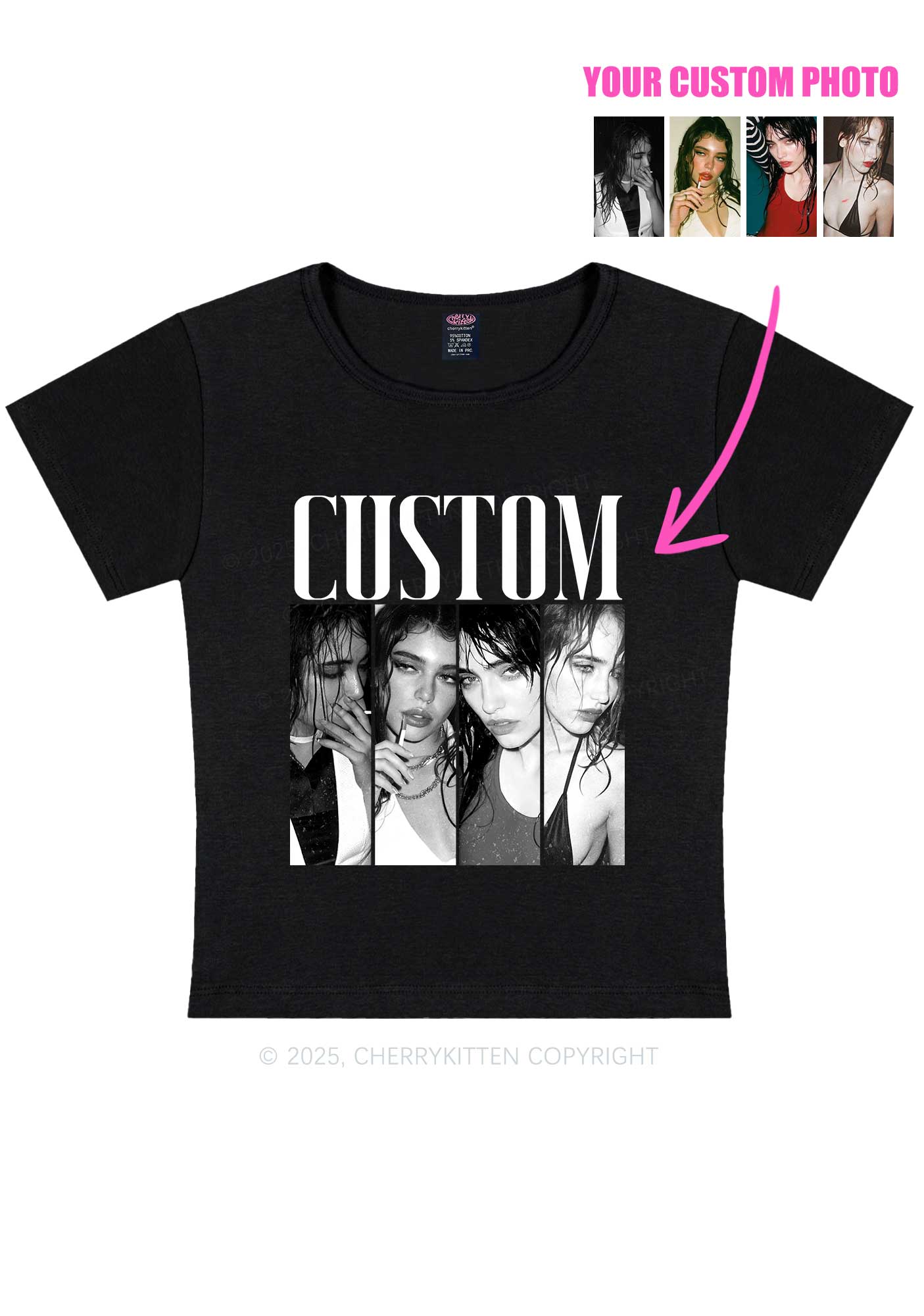Custom Baddie Girls Photo Y2K Baby Tee Cherrykitten