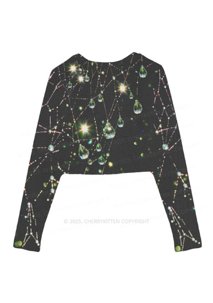 Dew Web Y2K Mesh Long Sleeve Crop Top Cherrykitten