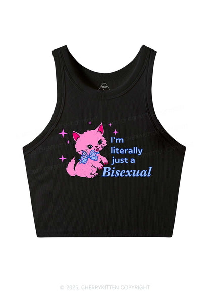 Literally Just A Bisexual Pride Y2K Crop Tank Top Cherrykitten