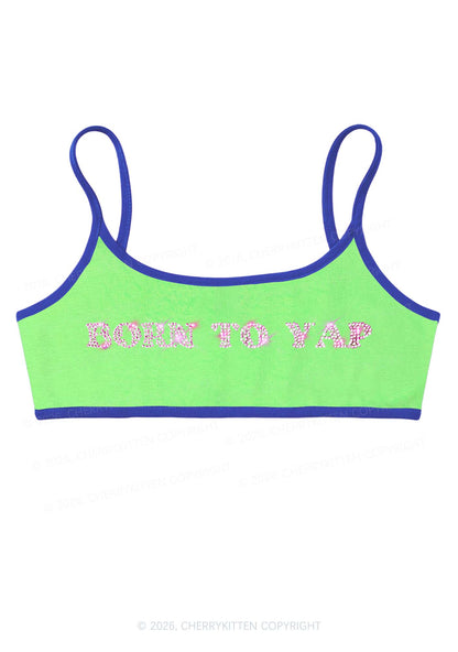 Rhinestone Born To Yap Y2K Super Crop Cami Cherrykitten