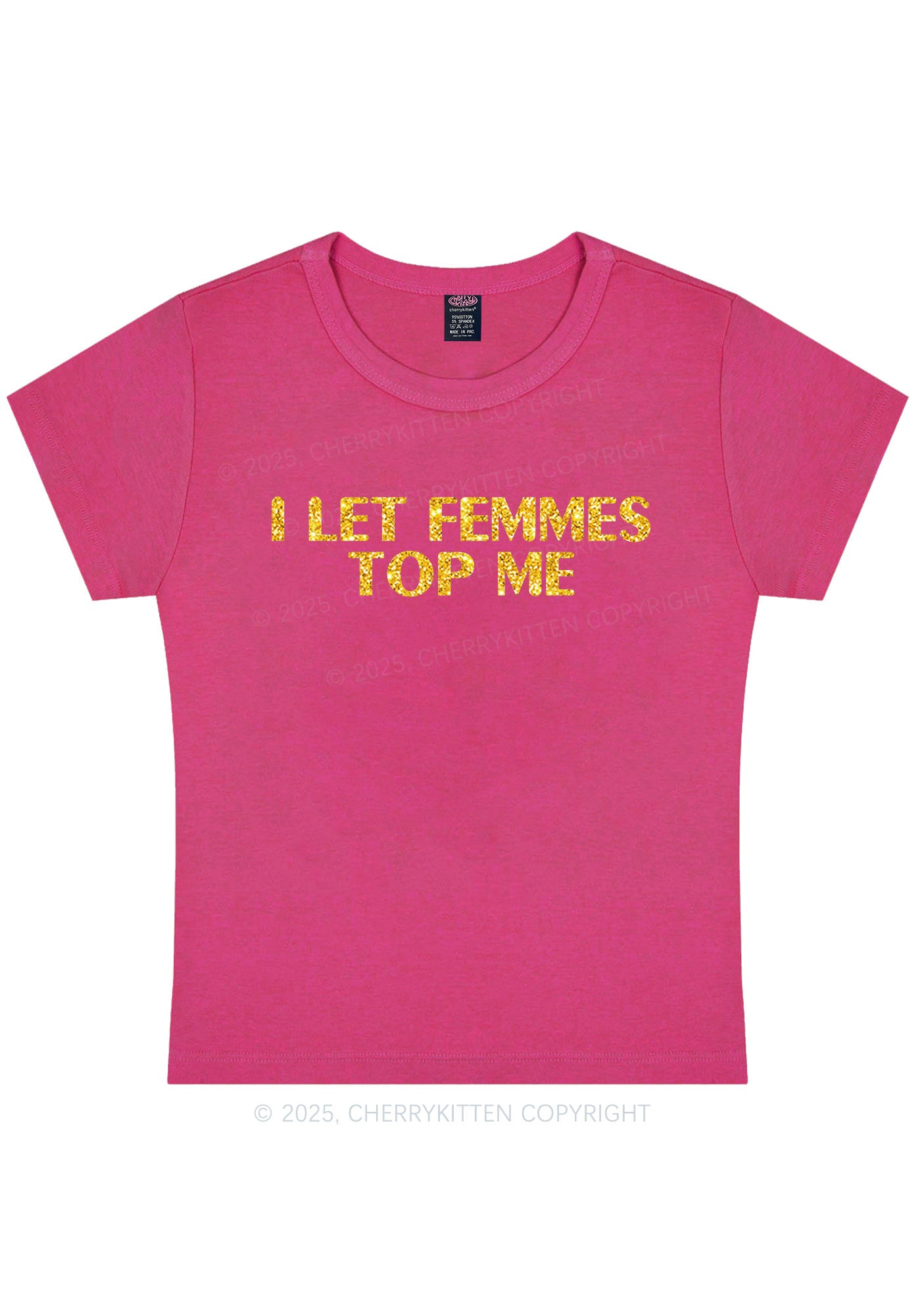 Glitter I Let Femmes Top Me Pride Y2K Baby Tee Cherrykitten