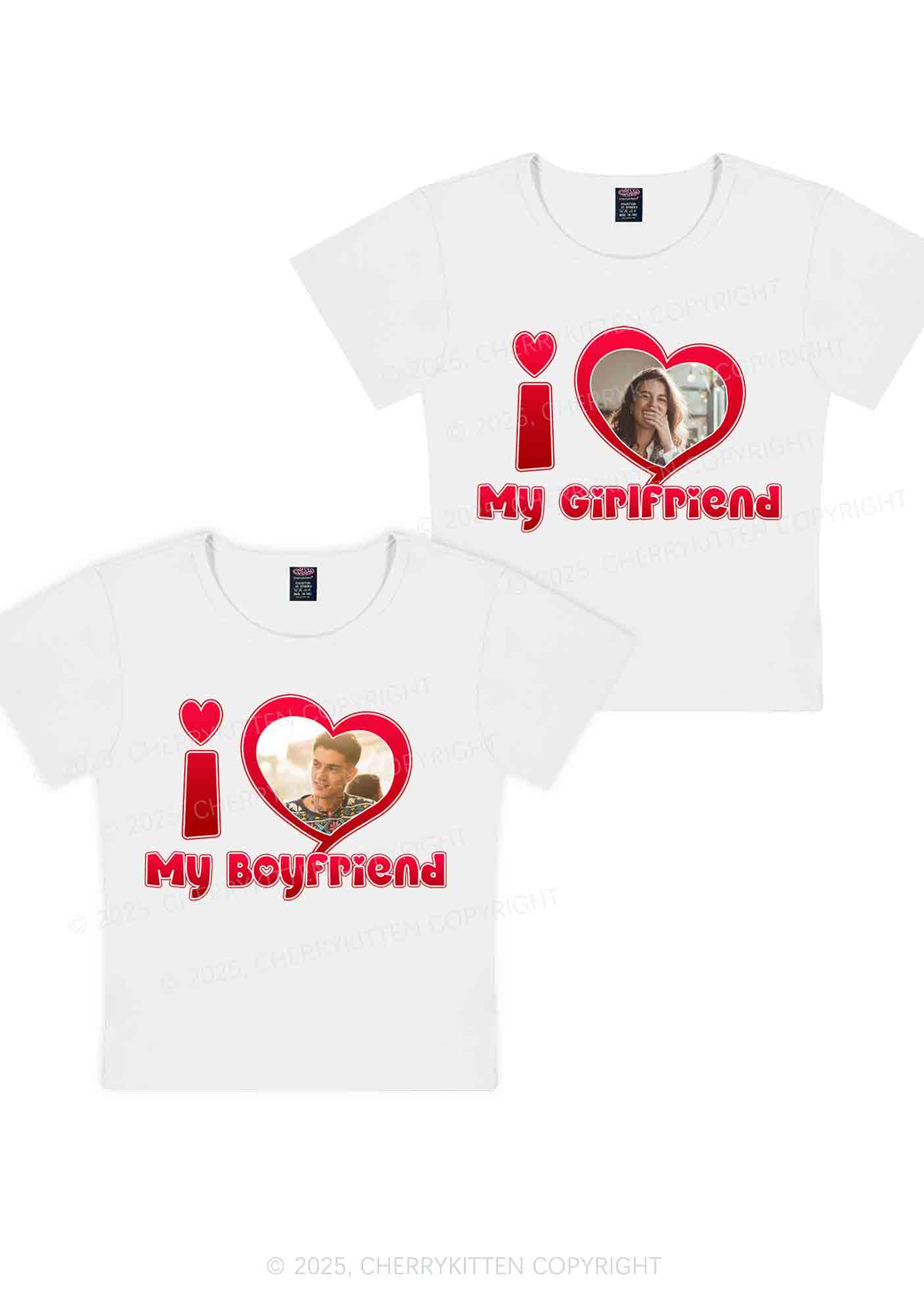 Custom BF GF Red Heart Y2K Valentine's Day Baby Tee Cherrykitten