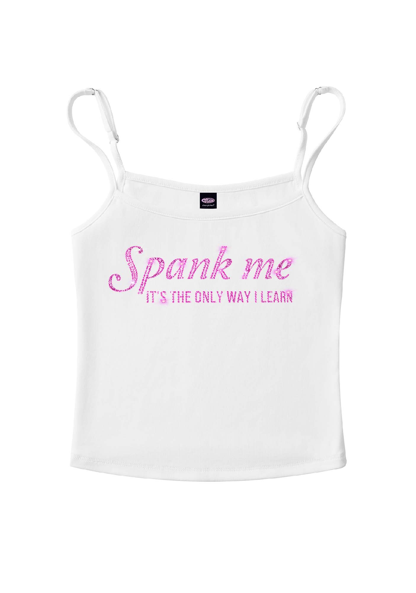 Rhinestone Spank Me Y2K Spaghetti Strap Cami Cherrykitten