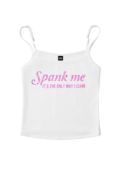 Rhinestone Spank Me Y2K Spaghetti Strap Cami Cherrykitten