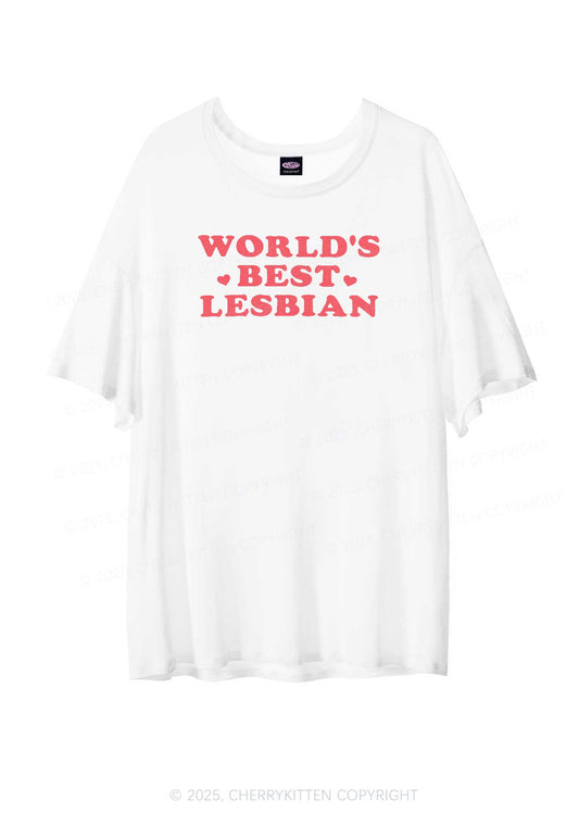 Worlds Best Lesbian Pride Y2K Sheer Boyfriend Tee Cherrykitten