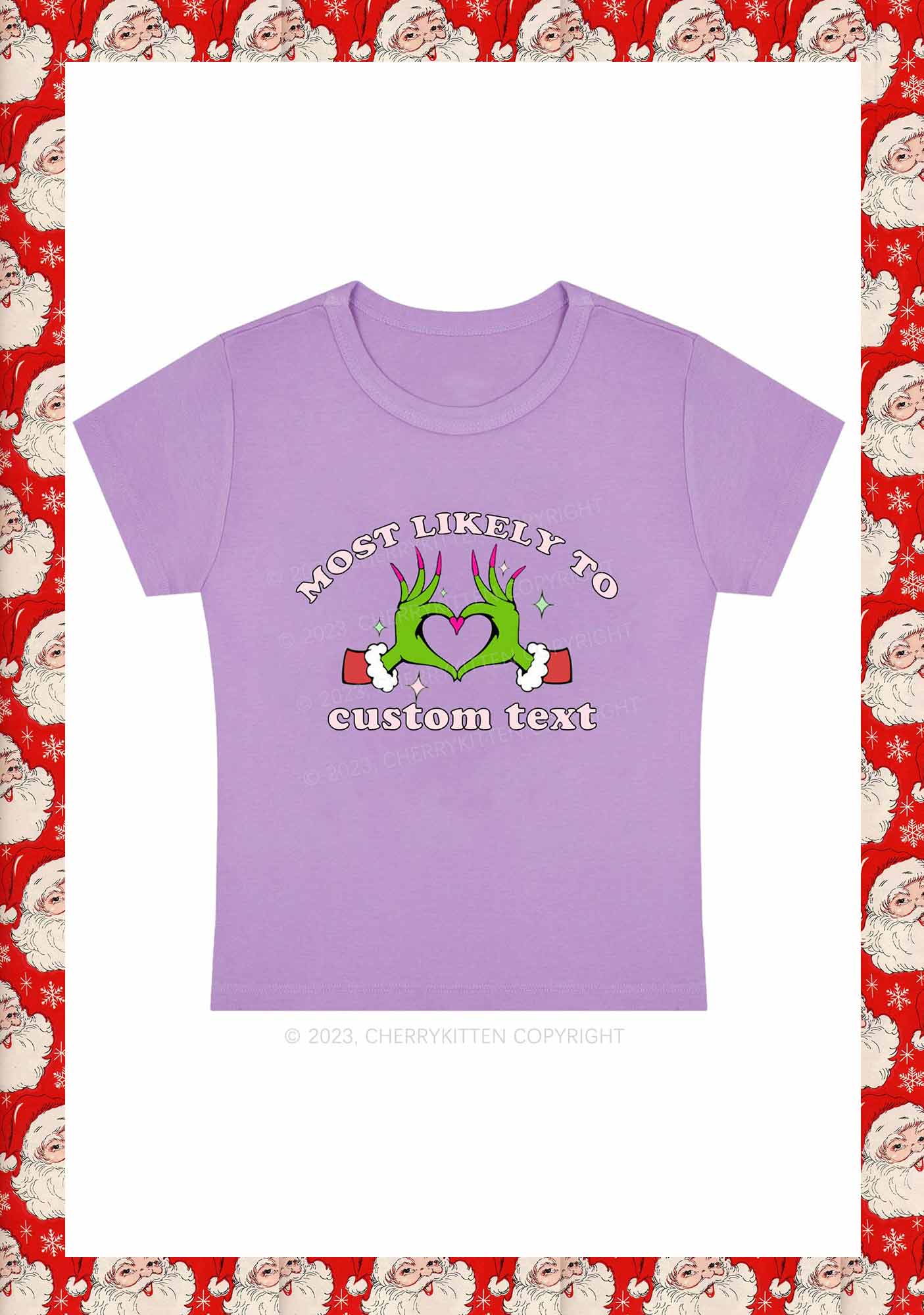 Custom Most Likely Queen Heart Christmas Y2K Baby Tee Cherrykitten