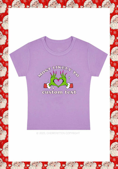Custom Most Likely Queen Heart Christmas Y2K Baby Tee Cherrykitten