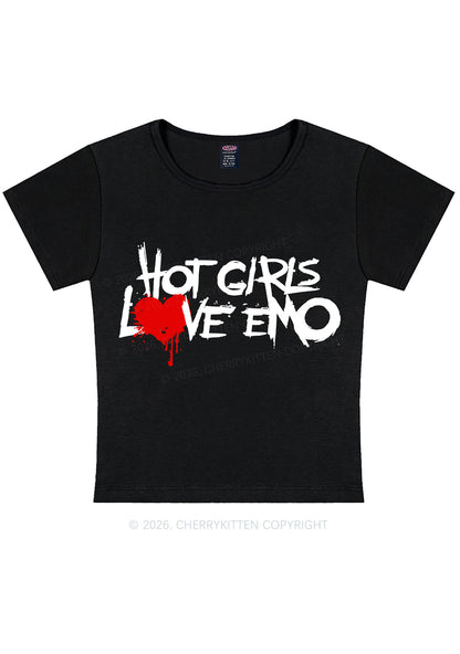 Hot Girls Love Emo Y2K Baby Tee Cherrykitten