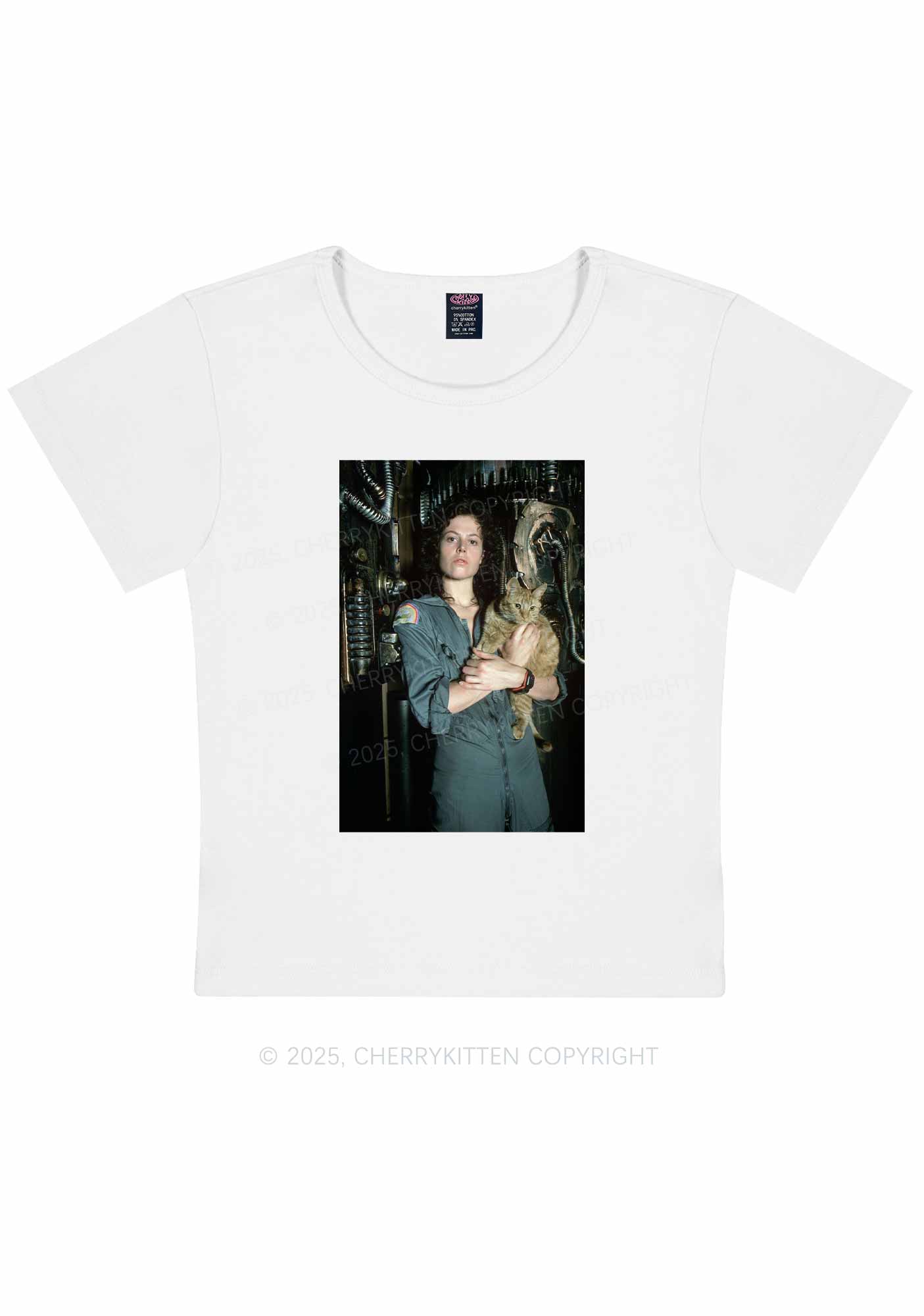 Halloween Space Lady Cat Y2K Baby Tee Cherrykitten