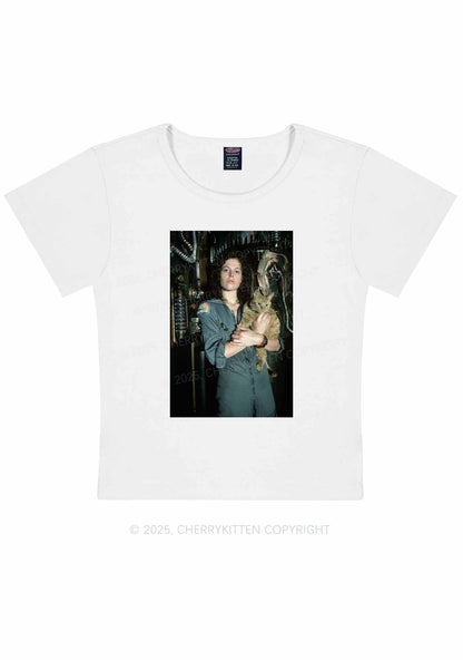 Halloween Space Lady Cat Y2K Baby Tee Cherrykitten