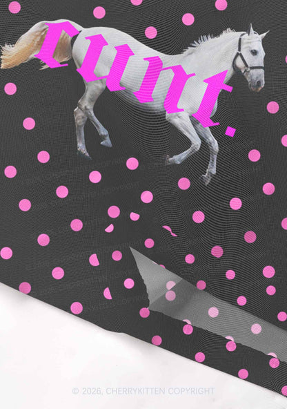 Pink Cxxt Horse Y2K Mesh Muscle Tank Cherrykitten