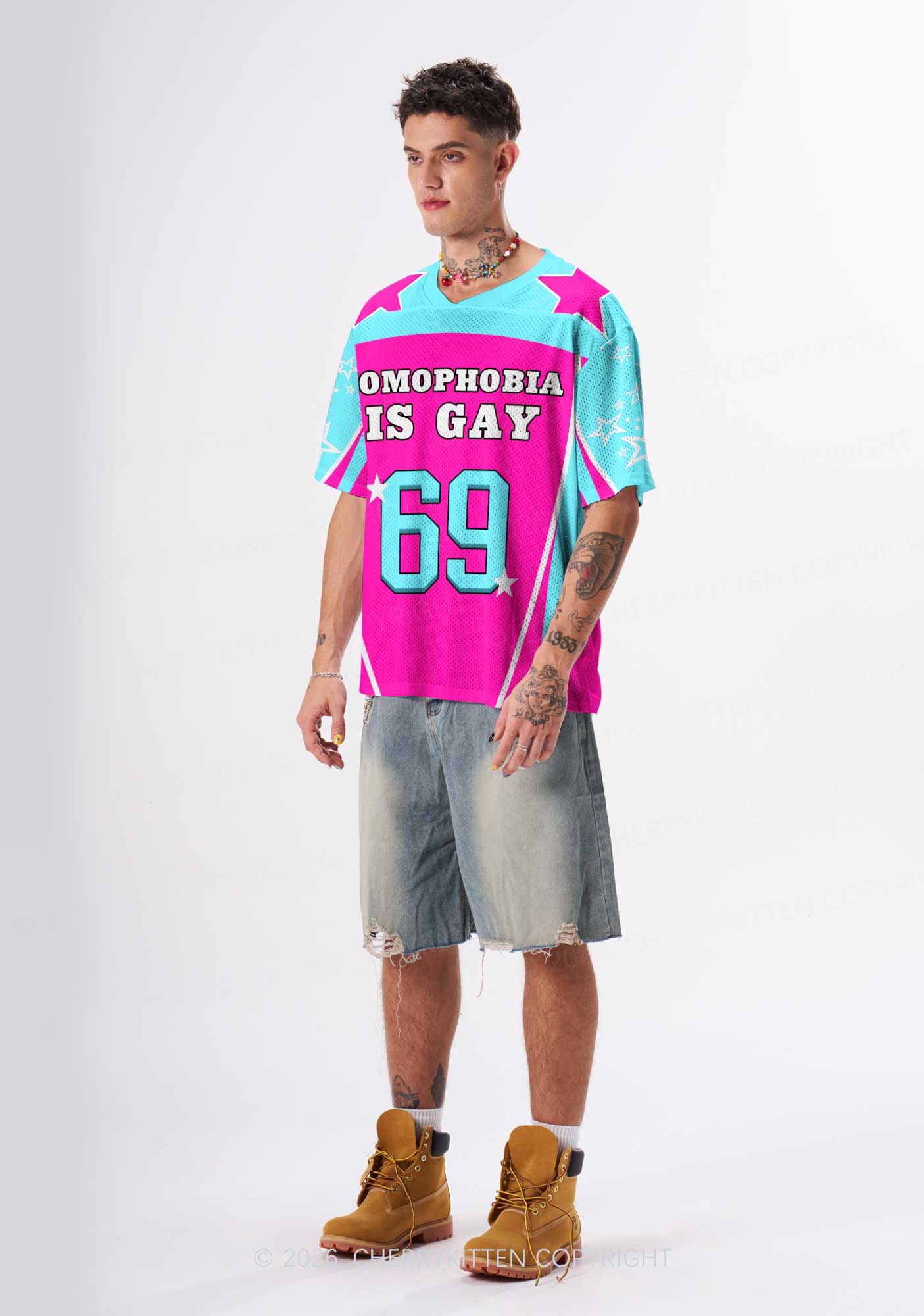 Hot Pink Homophobia Is Gay Pride Y2K Sport Jersey Shirts Cherrykitten